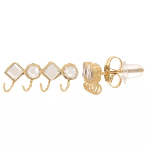 7x16mm Stainless steel 304L 4 rows zirconium oxide EarStuds - Gold x2