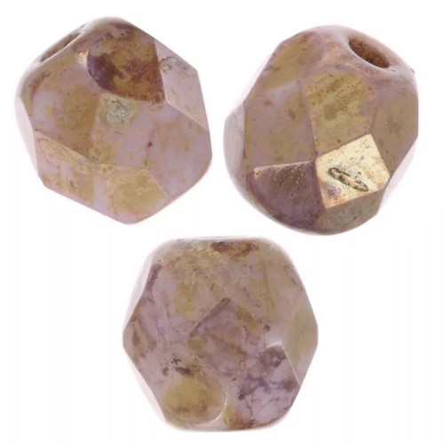 Facets 4 mm Chalk White Lila Gold Luster x50
