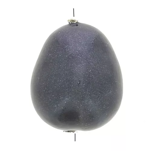 24x18mm Irregular papier-mâché drop bead - Black x1