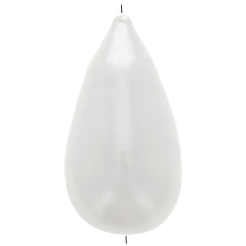 30x16mm Papier mâché pear bead metallic effect - Pearly white x1