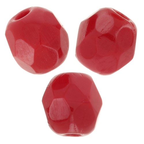 Fire Polished faceted round beads 4mm Opaque Red x50