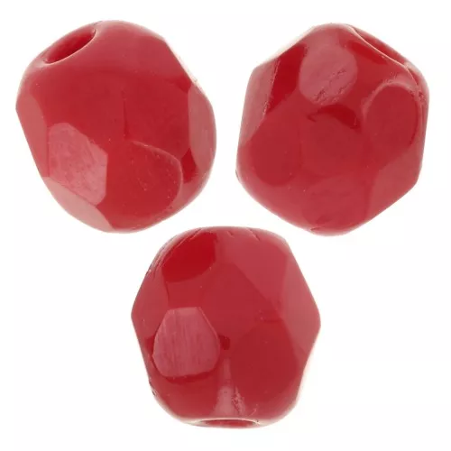 Fire Polished faceted round beads 4mm Opaque Red x50