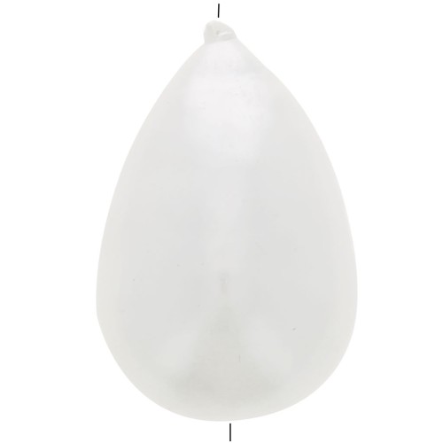 33x22mm Papier mâché pear bead metallic effect - Pearly white x1