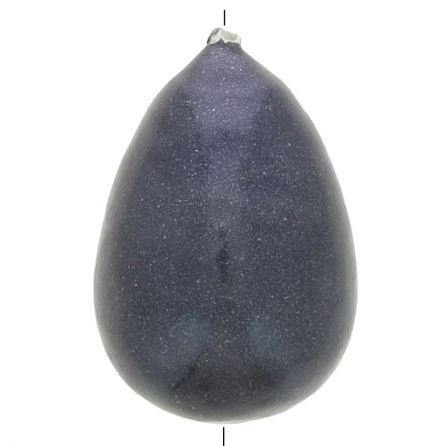33x22mm Papier mâché pear bead metallic effect - Black x1
