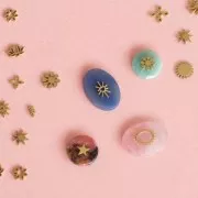 6mm Stainless steel 316L stick-on Small flower elements - Gold x4