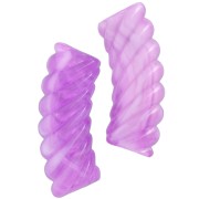 35x12mm Clear acrylic curved twisted tube beads - Purple marbled x6|raw }}