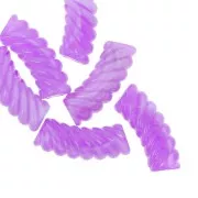 35x12mm Clear acrylic curved twisted tube beads - Purple marbled x6