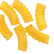 35x12mm Clear acrylic curved twisted tube beads - Yellow marbled x6