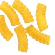 35x12mm Clear acrylic curved twisted tube beads - Yellow marbled x6