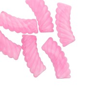 35x12mm Clear acrylic curved twisted tube beads - Pink marbled x6