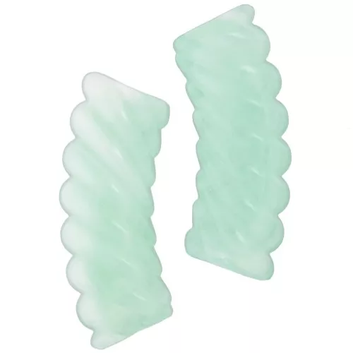 35x12mm Clear acrylic curved twisted tube beads - Marbled mint x6