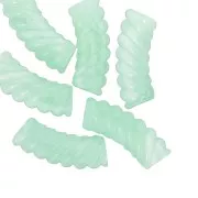 35x12mm Clear acrylic curved twisted tube beads - Marbled mint x6