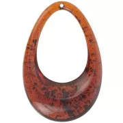 45x30mm Hollow drop pendant in transparent acrylic - Mottled amber x1