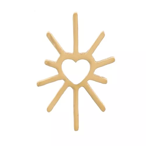 7.5x5mm Stainless steel 316L Sunburst stick-on elements with hollow core - Gold x4