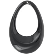 45x30mm Hollow drop pendant in opaque acrylic - Black x1