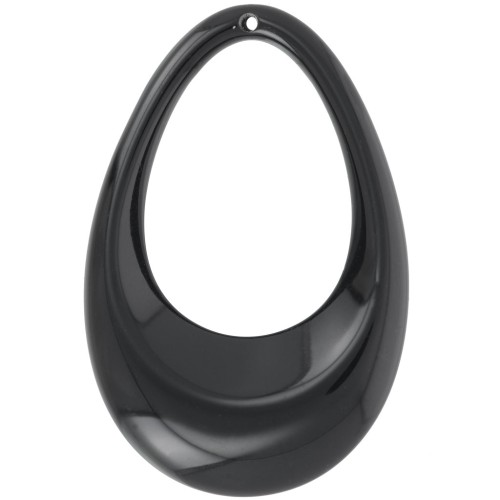45x30mm Hollow drop pendant in opaque acrylic - Black x1