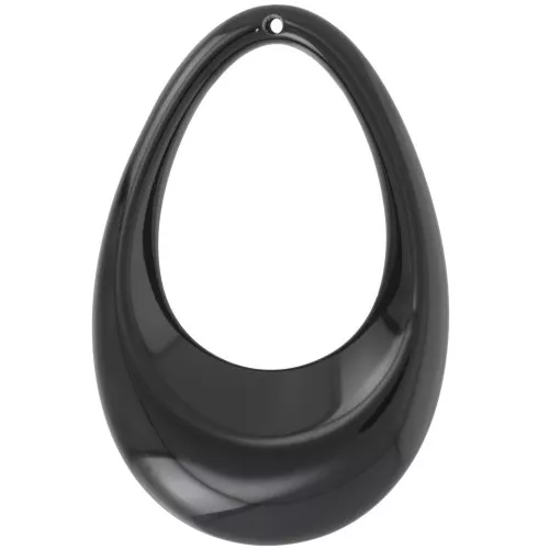 45x30mm Hollow drop pendant in opaque acrylic - Black x1