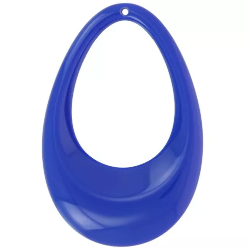45x30mm Hollow drop pendant in opaque acrylic - Lapis blue x1