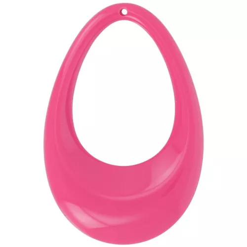 45x30mm Hollow drop pendant in opaque acrylic - Candy pink x1