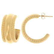 25mm 304L stainless steel rope-effect open hoop earrings - Gold x2|raw }}