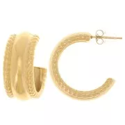 25mm 304L stainless steel rope-effect open hoop earrings - Gold x2