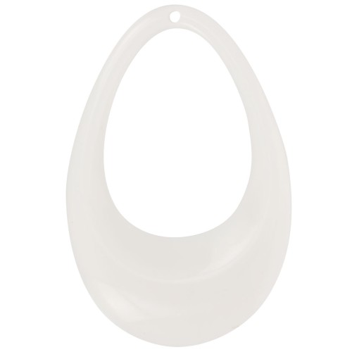 45x30mm Hollow drop pendant in opaque acrylic - Cream x1