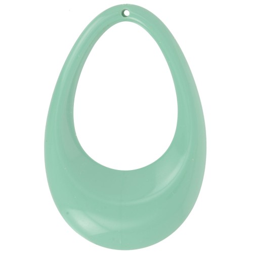 45x30mm Hollow drop pendant in opaque acrylic - Sage x1