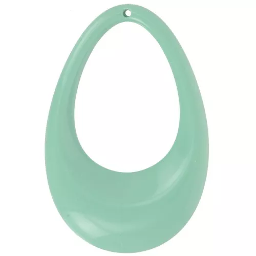 45x30mm Hollow drop pendant in opaque acrylic - Sage x1