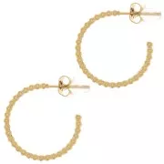 20mm 304L stainless steel open hoop earrings with beaded wire - Gold x2