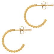 16mm 304L stainless steel open hoop earrings with beaded wire - Gold x2