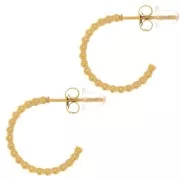 16mm 304L stainless steel open hoop earrings with beaded wire - Gold x2