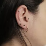 16mm 304L stainless steel open hoop earrings with beaded wire - Gold x2