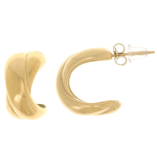 16mm Stainless steel 316L Wide open hoop earrings - Gold x2