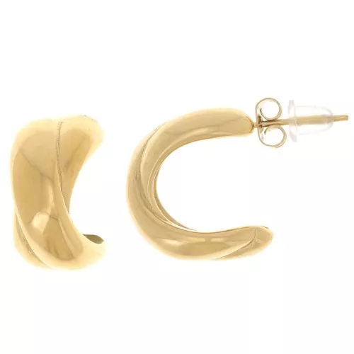 16mm Stainless steel 316L Wide open hoop earrings - Gold x2