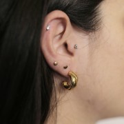 16mm Stainless steel 316L Wide open hoop earrings - Gold x2