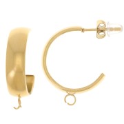 20mm 304L stainless steel wide open hoop earrstuds with open ring - Gold x2