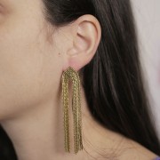 81x17mm 304L stainless steel Paloma mesh fringe earrings - Gold x2