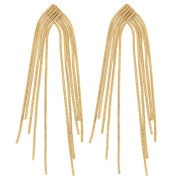 76x15mm 304L stainless steel snake mesh fringe earrings - Gold x2|raw }}