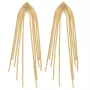 76x15mm 304L stainless steel snake mesh fringe earrings - Gold x2