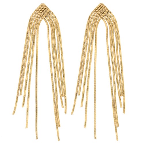 76x15mm 304L stainless steel snake mesh fringe earrings - Gold x2
