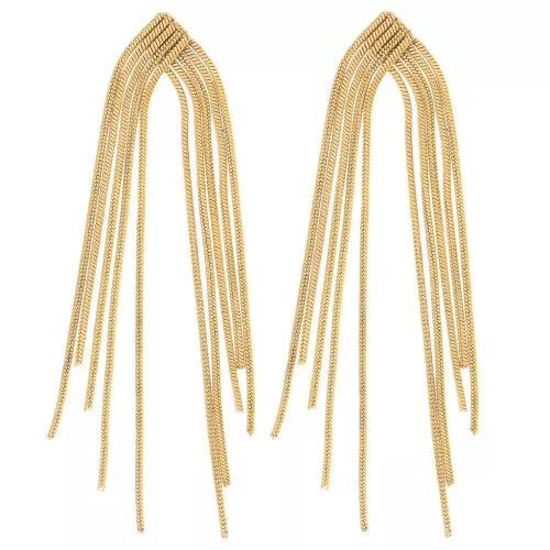76x15mm 304L stainless steel snake mesh fringe earrings - Gold x2