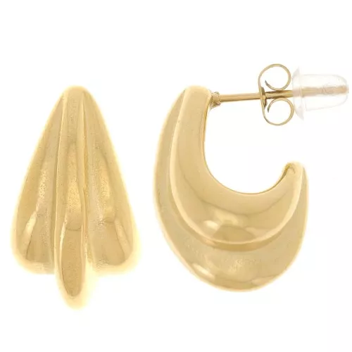 19x11mm 316L stainless steel Design oval hoop earrings - Gold x2