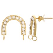 15x14mm 316L stainless steel Bridge Stud Earrings with rhinestones - Crystal x2|raw }}