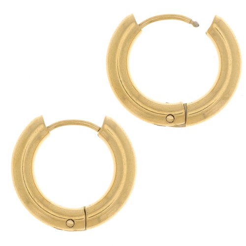 16mm 304L stainless steel round leverback earrings - 3 mm wire - Gold x2
