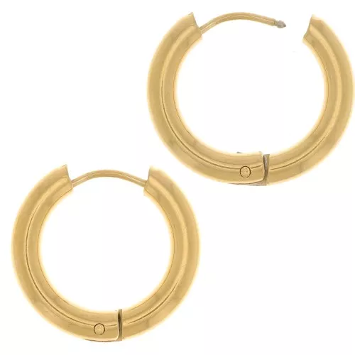 18mm 304L stainless steel round leverback earrings - 3 mm wire - Gold x2