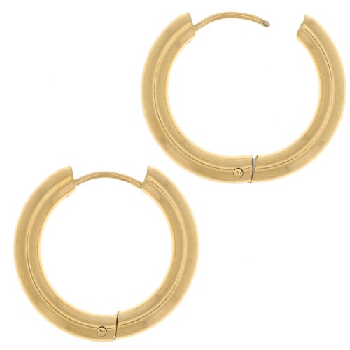 20mm 304L stainless steel round leverback earrings - 3 mm wire - Gold x2