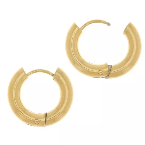 14mm 304L stainless steel round leverback earrings - 3 mm wire - Gold x20