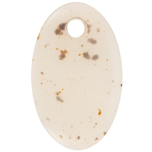 32.5x20mm Oval translucent acrylic pendant - Off-white mottled x1