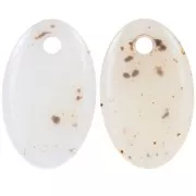 32.5x20mm Oval translucent acrylic pendant - Off-white mottled x1