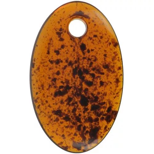 32.5x20mm Oval pendant in transparent acrylic - Mottled amber x1